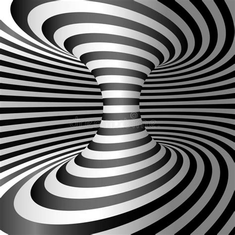 Optical Illusion Wormhole Abstract 3d Striped Illusion Design Of