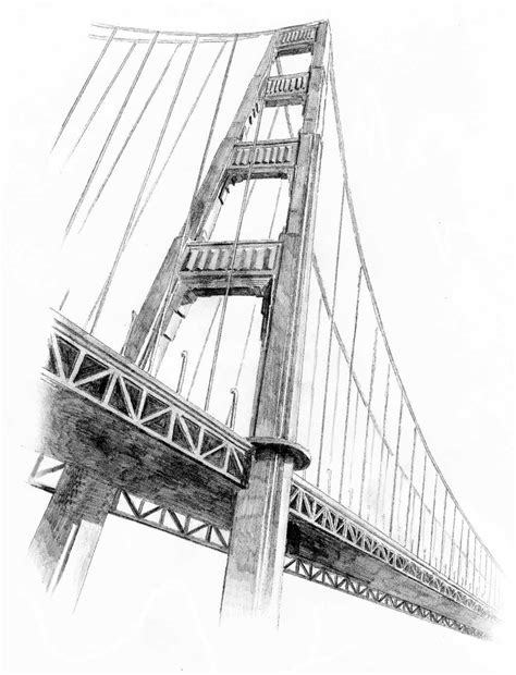 An Unusual View Of The Golden Gate Bridge San Francisco More Drawing
