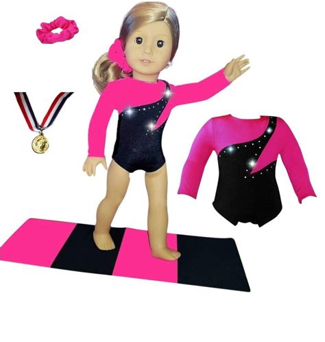 Gymnastics Doll Outfit For American 18 Girl Dolls 4 Piece Set Sports Premium Costume Handmade