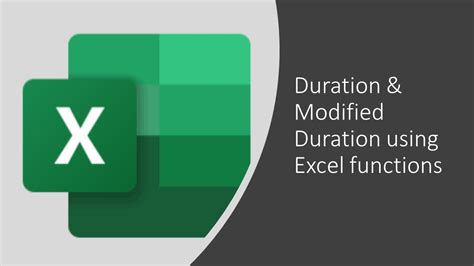 Duration And Modified Duration Using Excel Youtube
