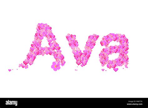 Ava Female Name Set With Hearts Type Design Stock Photo Alamy