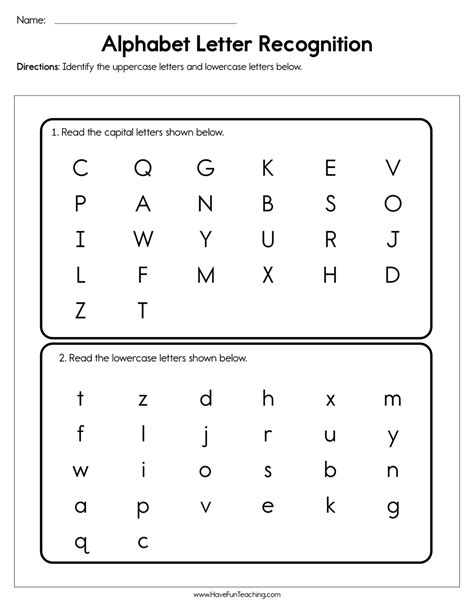 Alphabet Letter Recognition Assessment By Teach Simple