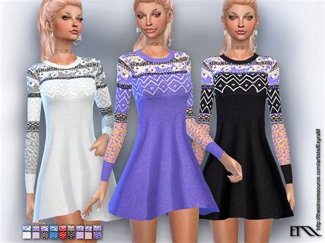 The Sims Resource Embroidered Knit Dress