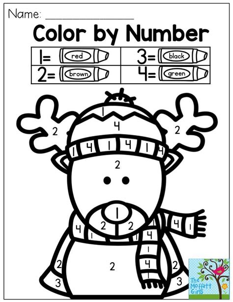 Christmas Color By Number Pages Squre D To Color Rudoplh