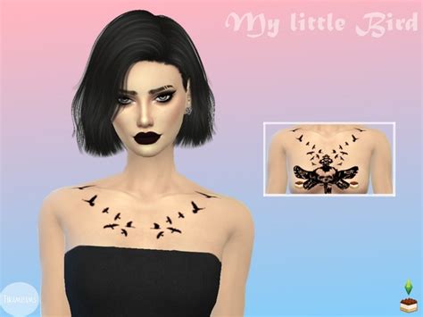 The Sims Resource My Little Bird Tattoo By Tiramisims • Sims 4 Downloads
