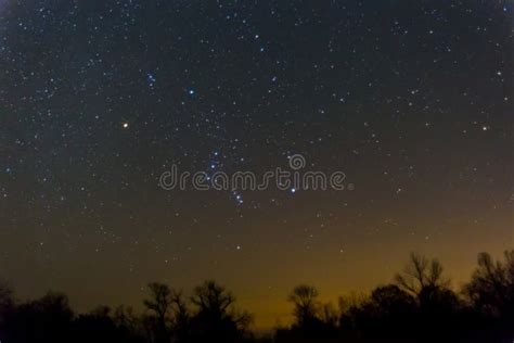 Orion Constellation On A Night Sky Background Stock Image Image Of