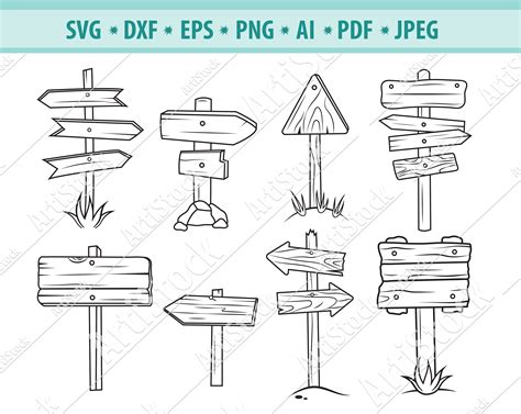 Wooden Sign Svg Road Signs Svg Side Posts Svg Guiding Signs Etsy