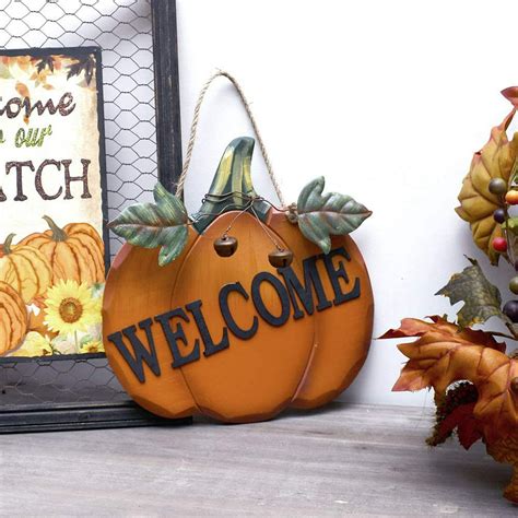Wood Pumpkin Welcome Sign Fall Front Door Decor Rustic Hanging Welcome
