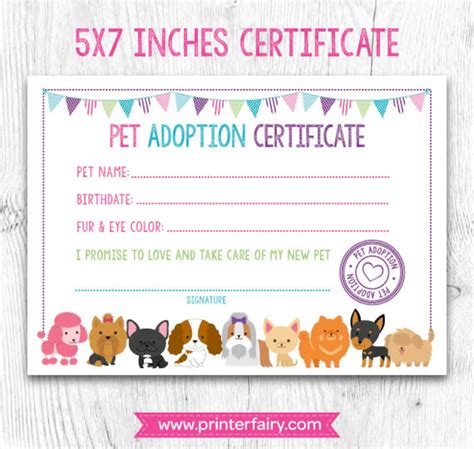 Printable Pet Adoption Certificate Printable World Holiday