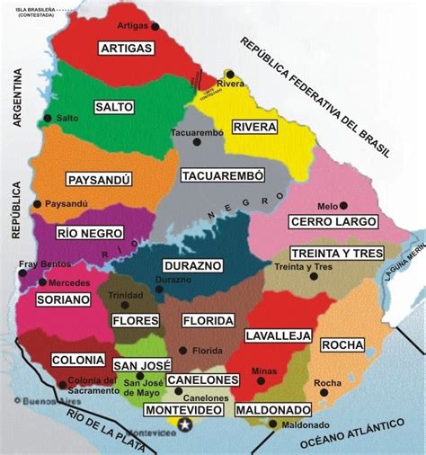 Mapa De Uruguay Con Nombres Departamentos Y Capitales Para Descargar