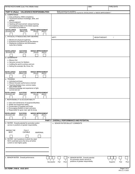 Da Form 2166 8 1 Download Fillable Pdf Ncoer Counseling And Support