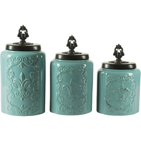 Blue Antique Canisters Set Of 3