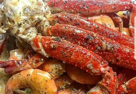 King Crab Legs And Shrimp A In Spicy Butter Wine Sauce For This Recipe