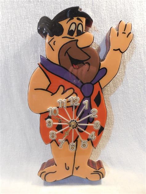 Flintstones Wooden Fred Flintstone Waving Battery Operated Wall Clock