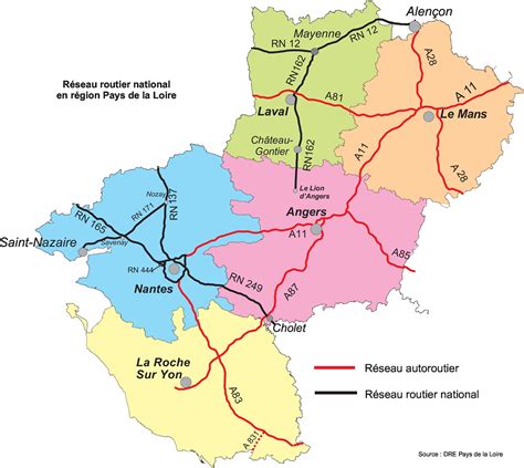 Pays De La Loire Carte • Voyages Cartes