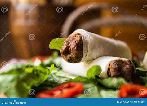 Cig Kofte Durum Shawarma Turkish Food Stock Image Image Of