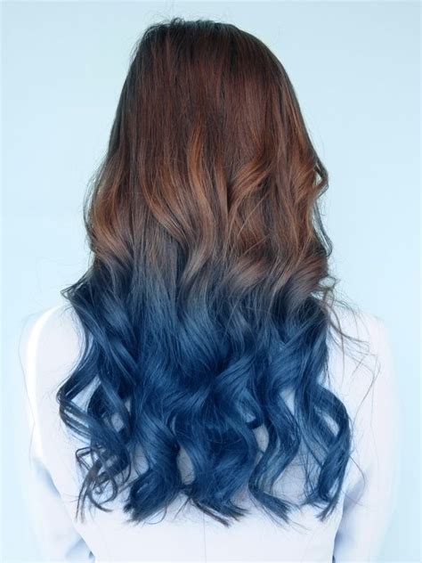 Blue Ombre Human Hair Extensions For Brown Hair Cs031