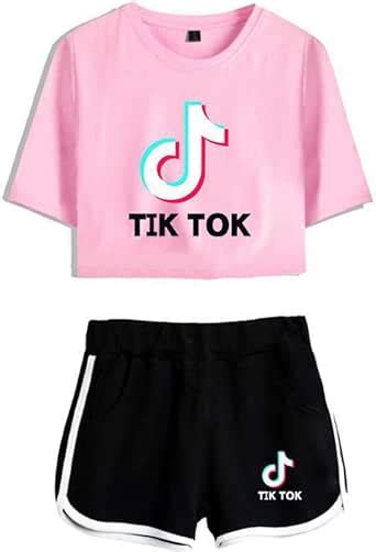 tik tok girl suitshorts short sleeve t shirt top pink2 m clothing