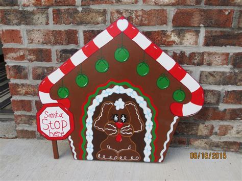 Christmas Gingerbread Dog House Outdoor Wood By Chartinisyardart