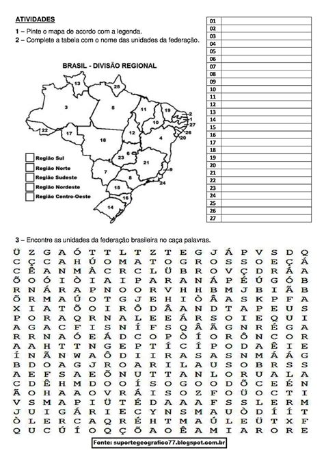 Resultado De Imagem Para Caça Palavras Estados E Capitais Do Brasil 0ba