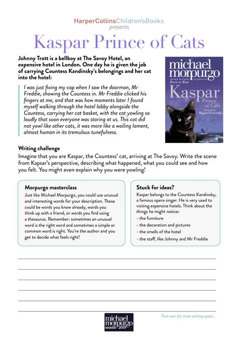 Kaspar Prince Of Cats By Michael Morpurgo Writing Challenge Ks Ks