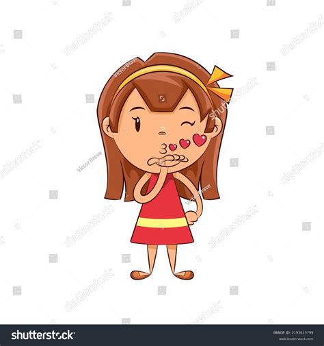 Girl Blowing Kiss Gesture Vector Illustration Stock Vector Royalty