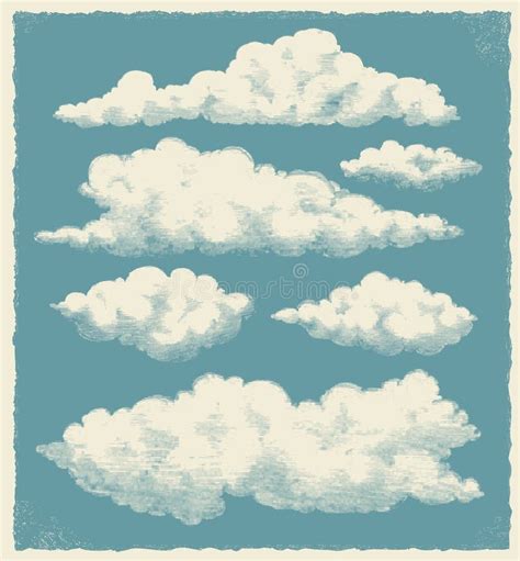 Vintage Cloud Set Vector Illustration Stock Vector Illustration Of