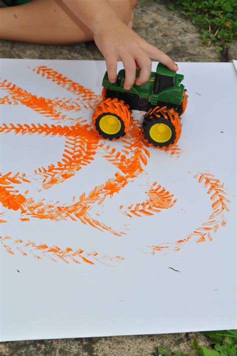 Painting with Tractors | Farm theme crafts, Farm theme preschool, Farm