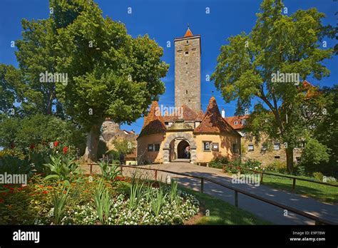 Burgtor Gate At Castle Gardens In Rothenburg Ob Der Tauber Bavaria