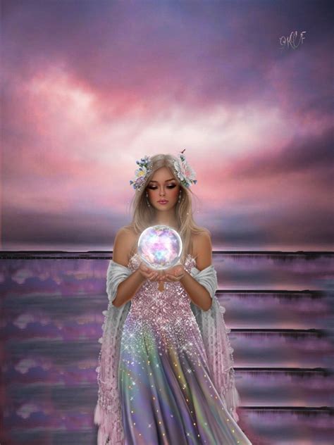 Magic Crystal Ball💎 Fantasy Art Women Anime Angel Girl Beautiful Fairies
