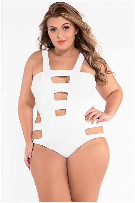 Plus Size 5xl White Thong Monokini Swimsuits Women Bodysuit Swimwear