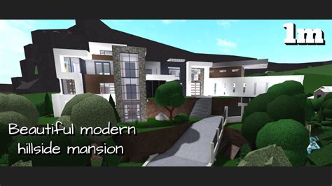 Bloxburg Modern Hillside Mansion House Build Roblox Part 12