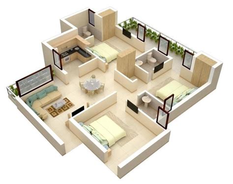 Low budget house plans & floor plans from under $150,000. Modern Bungalow Floor Plan 3d small 3 bedroom floor plans ...