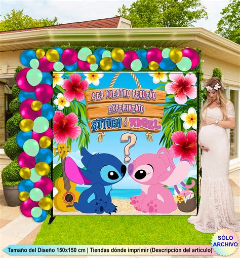 Stitch Or Angel Backdrop Stitch Or Angel Gender Reveal Party Etsy