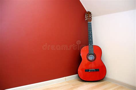 Acoustic Guitar In Room Corner Stock Image Image Of Leisure String