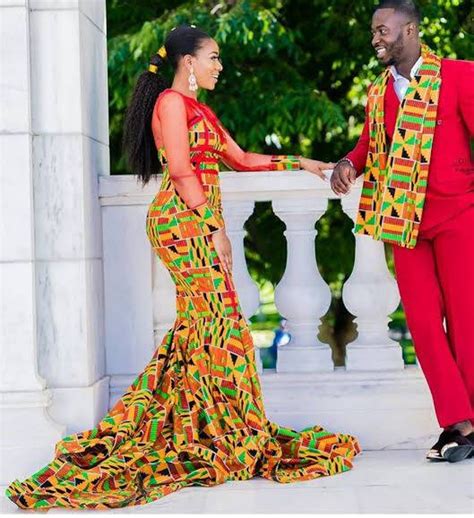 African Couple Kente Couple Outfit Nigerian Couple Long Etsy