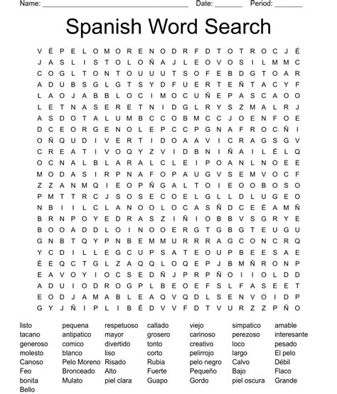 Spanish Word Search Free Printable For Kids