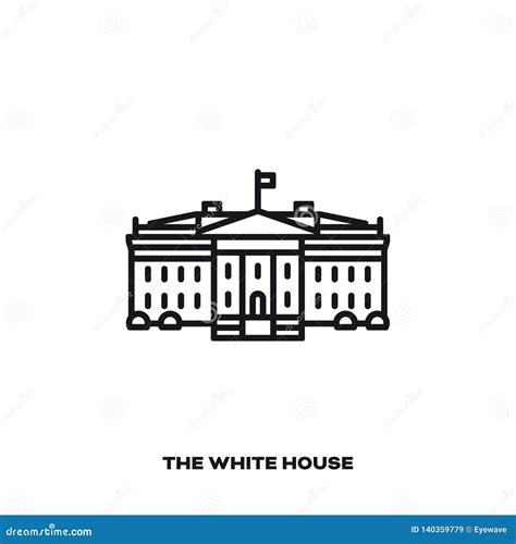 The White House At Washington Dc Line Icon Stock Vector