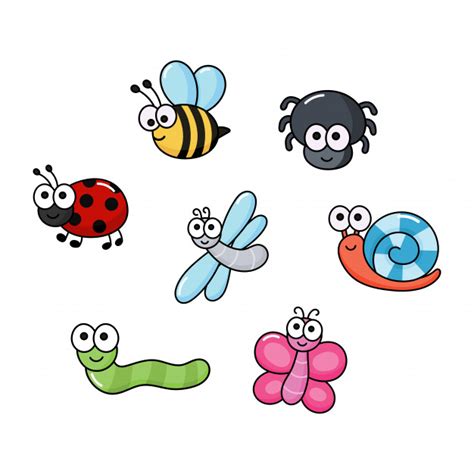 Premium Vector Set Of Funny Bugs Cartoon Insects Isolated