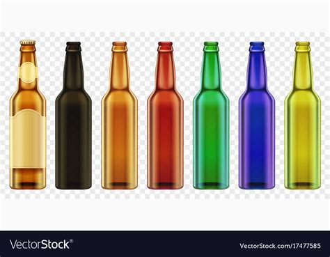 Beer Bottle Color Glass Isolated Packaging Vector Image