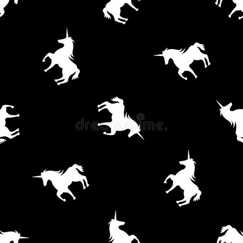 Seamless Unicorns Pattern Monochrome Style Vector Illustration Eps 10