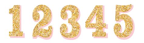 Glitter Numbers With Pink Shadow Part 1 Stock Illustration - Download