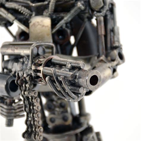 Terminator With Gun T 800 Arnold Robot Metal Sculpture Stainless Steel