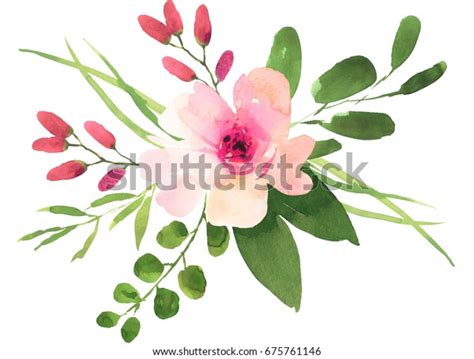 Watercolor Bohemian Flower Bouquet Roses Stock Illustration 675761146