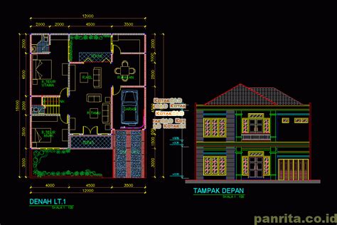 Download Desain Rumah 2 Lantai 12x12 Meterdwg Panrita Space