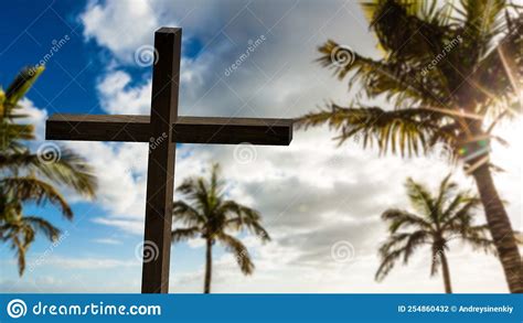 Religious Concepts Christian Wooden Cross On A Background With