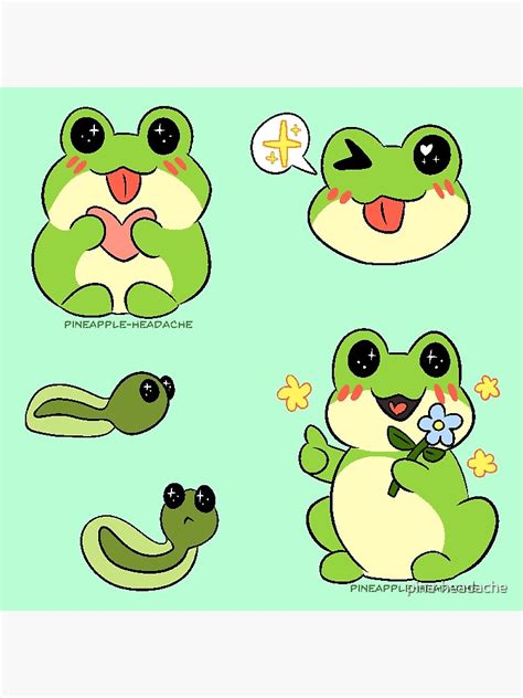 Cute Chibi Frogs Poster By Pina Headache Redbubble