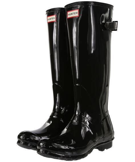 Womens Hunter Original Back Adjustable Fit Tall Gloss Wellingtons