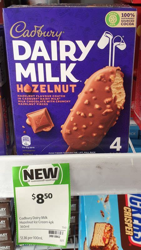 Cadbury 360mL Dairy Milk Ice Cream Hazelnut New Products Australia