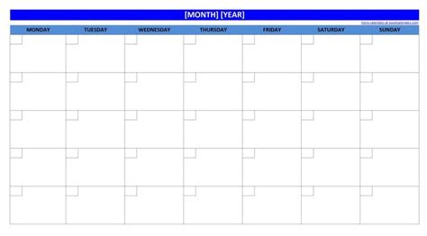 Printable Blank Monthly Calendar Activity Shelter Blank Monthly
